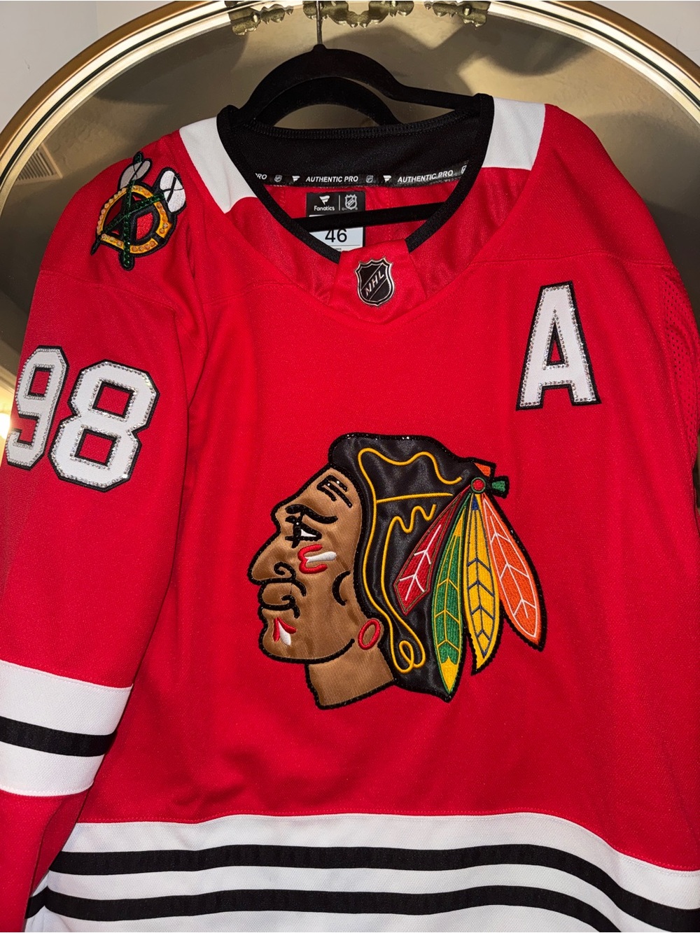 Rhinestoned Connor Bedard Chicago Blackhawks Jersey (S)